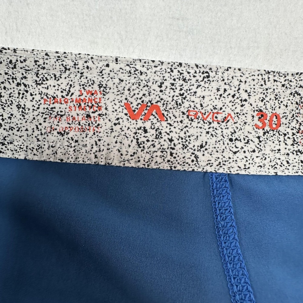 RVCA Board Shorts Mens 30 Blue Performance Stretch Surf Swim Trunks Speckle Trim - Picture 6 of 11